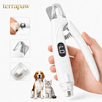 Professional Pet Nail Clipper with Catcher and Grinder, LED Rechargeable 2-In-1 Grooming Tool for Dogs and Cats of All Sizes