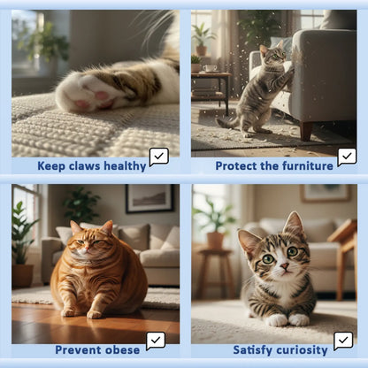 Premium Multi-Shape Cat Scratcher Toy with Interactive Play Balls - Durable Corrugated Cardboard Kitty Curls for Indoor Cats