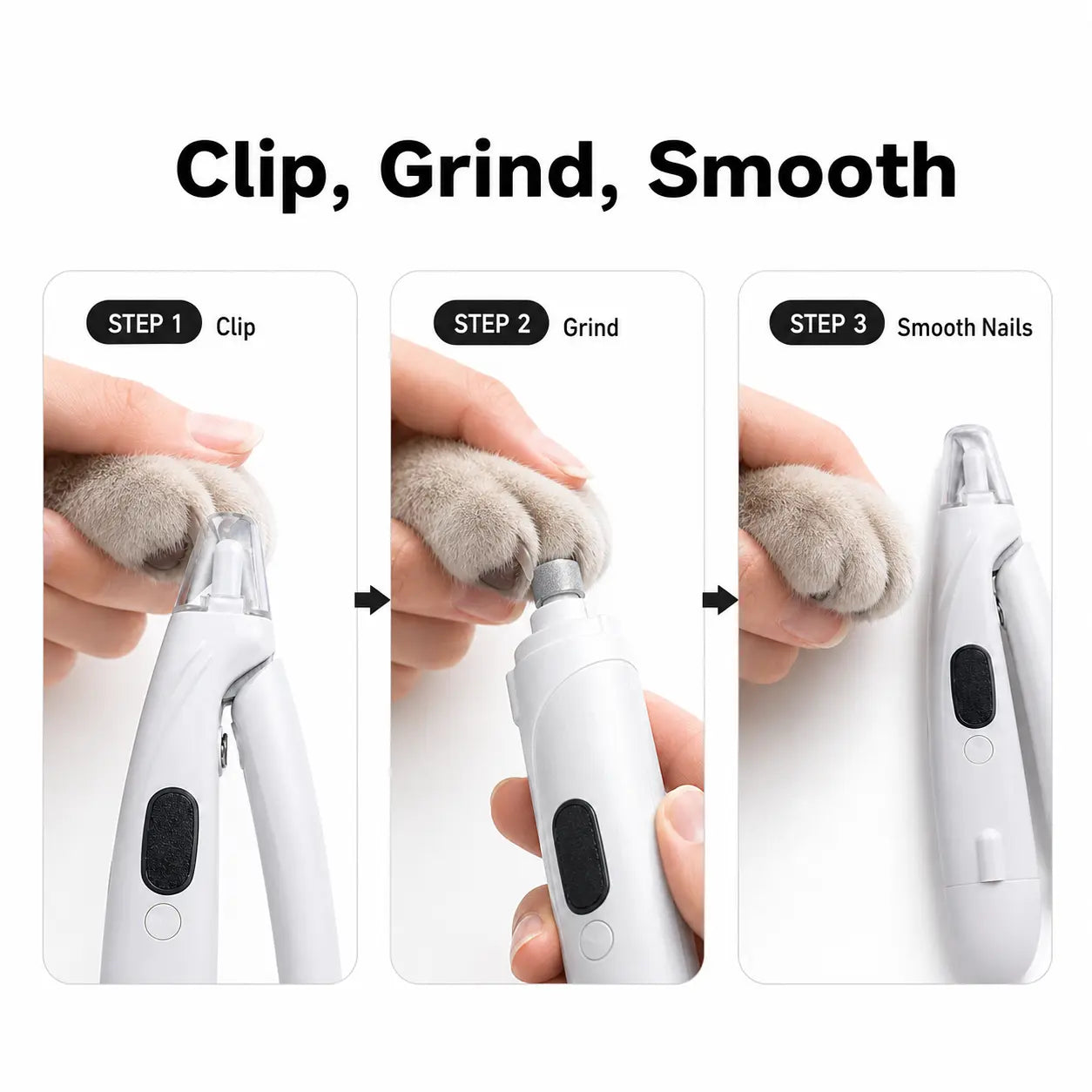 Professional Pet Nail Clipper with Catcher and Grinder, LED Rechargeable 2-In-1 Grooming Tool for Dogs and Cats of All Sizes