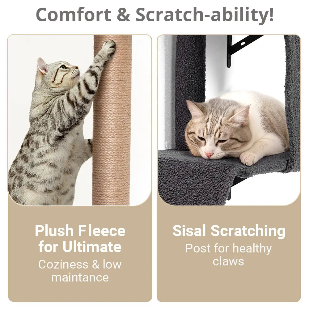 CAVEEN 5-in-1 Wall-Mounted Cat Climbing Set - Multi-Level Cat Shelves and Perches for Play, Sleep, and Climbing