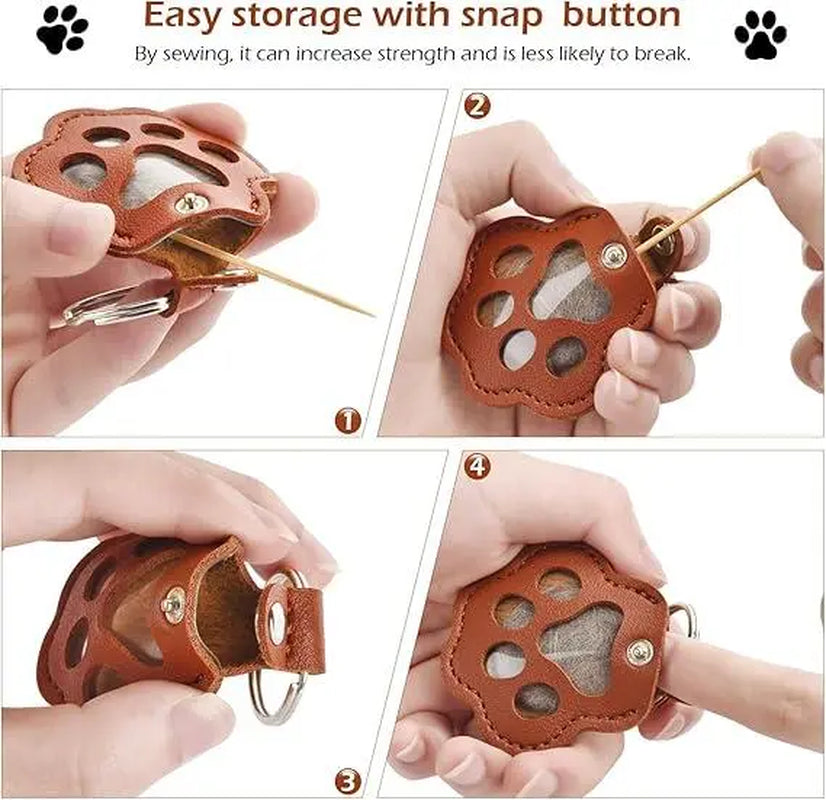 Pet Fur Memory Charm Leather Keychain - Paw-Shaped Keepsake for Dog and Cat Hair - Memorial Sympathy Gift for Grieving Pet Owners
