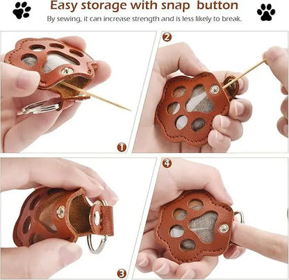 Pet Fur Memory Charm Leather Keychain - Paw-Shaped Keepsake for Dog and Cat Hair - Memorial Sympathy Gift for Grieving Pet Owners