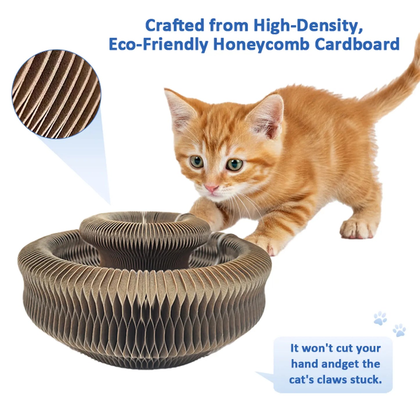 Premium Multi-Shape Cat Scratcher Toy with Interactive Play Balls - Durable Corrugated Cardboard Kitty Curls for Indoor Cats