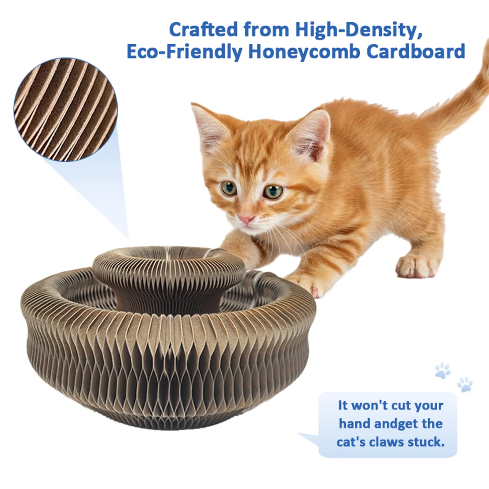 Premium Multi-Shape Cat Scratcher Toy with Interactive Play Balls - Durable Corrugated Cardboard Kitty Curls for Indoor Cats
