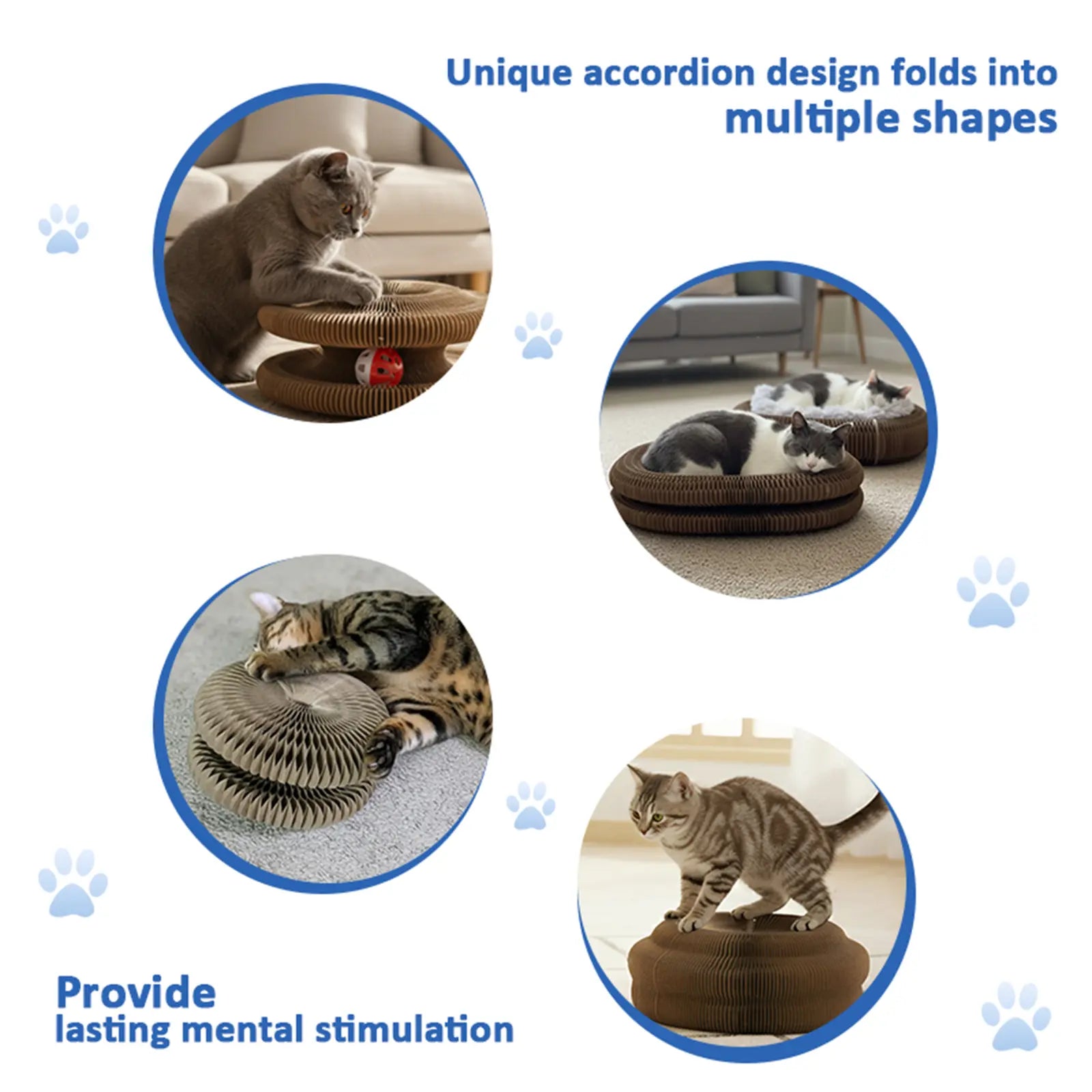 Premium Multi-Shape Cat Scratcher Toy with Interactive Play Balls - Durable Corrugated Cardboard Kitty Curls for Indoor Cats