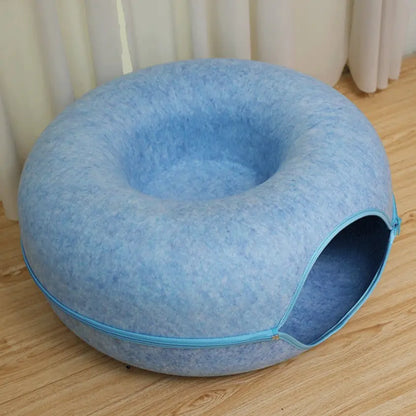 Cat-Shaped Donut-Tire-Tunnel Beds - Cozy and Soft Year-Round Pet Sleeping and Play Area